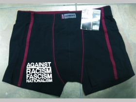 Against Racism, Fascism, nationalism čierne trenírky BOXER s červenými prúžkami, top kvalita 95%bavlna 5%elastan